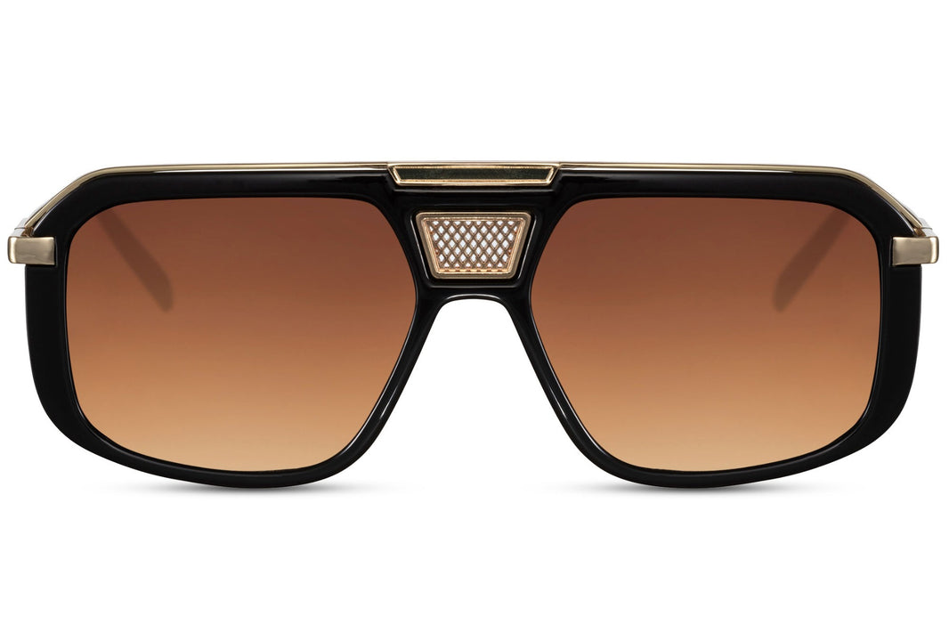 Gafas de sol para hombre Dorelion Aria negras y doradas con lentes polarizadas y protección UV400.