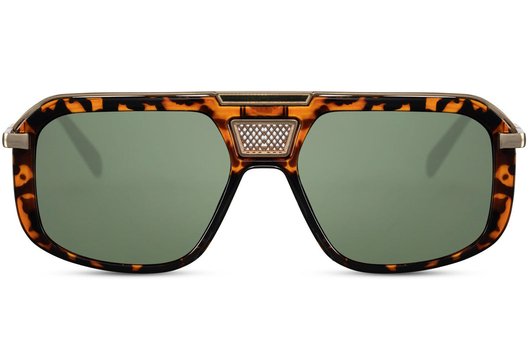Gafas de sol para hombre Dorelion Zeno color carey con lentes verdes polarizadas y protección UV400.