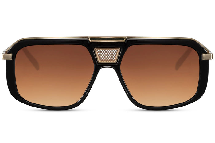 Gafas de sol para hombre Dorelion Aria negras y doradas con lentes polarizadas y protección UV400.