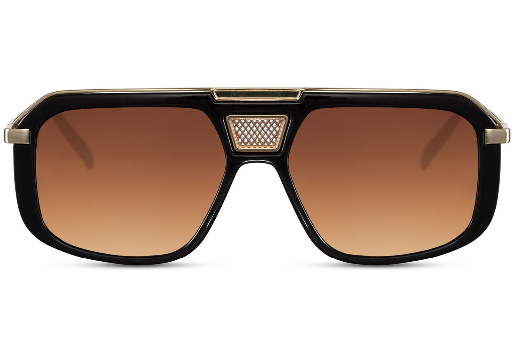 Gafas de sol para hombre Dorelion Aria negras y doradas con lentes polarizadas y protección UV400.