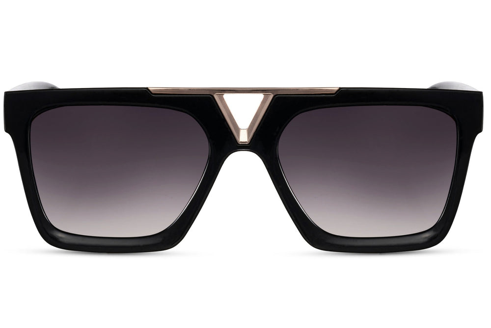 Gafas de sol para hombre Dorelion Axis negras y plateadas con lentes negras polarizadas y protección UV400.