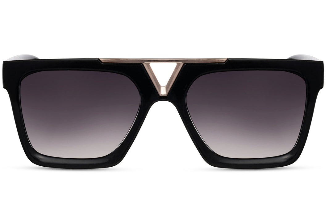 Gafas de sol para hombre Dorelion Axis negras y plateadas con lentes negras polarizadas y protección UV400.