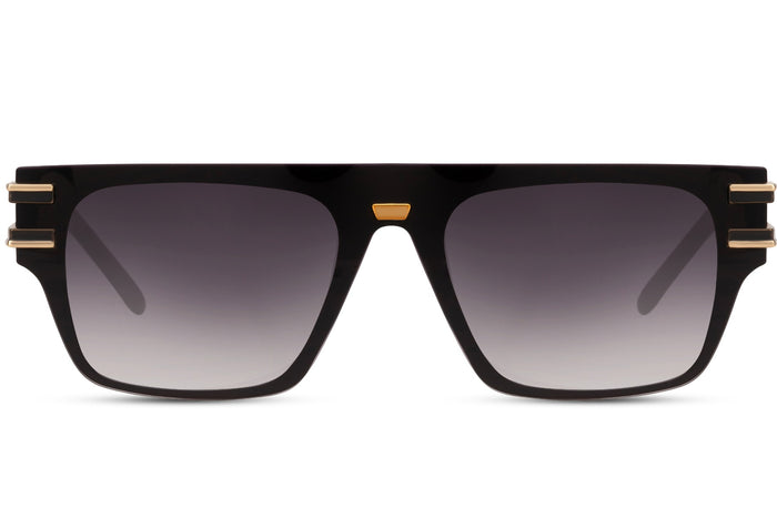 Gafas de sol para hombre Dorelion Elio negras y doradas con lentes polarizadas y protección UV400.