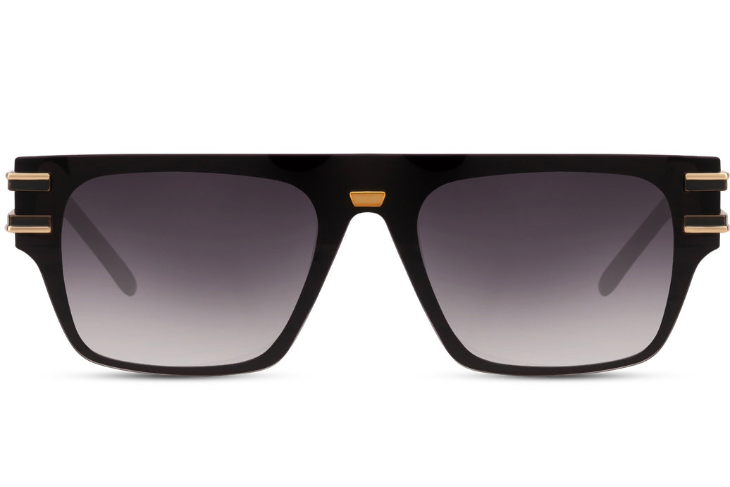 Gafas de sol para hombre Dorelion Elio negras y doradas con lentes polarizadas y protección UV400.