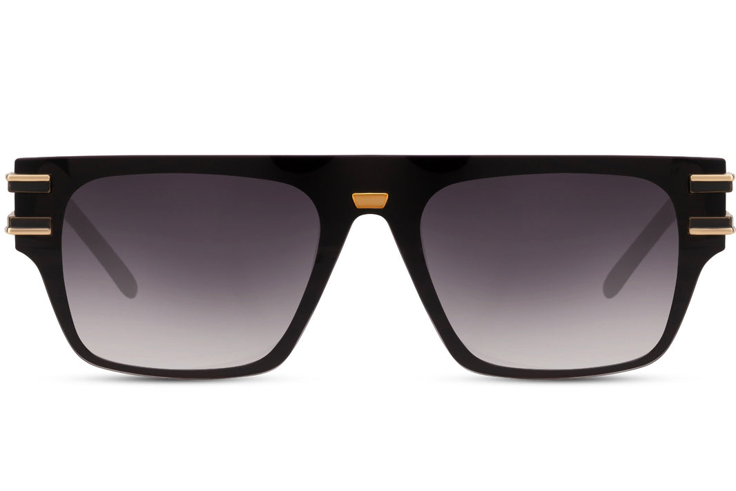 Gafas de sol para hombre Dorelion Elio negras y doradas con lentes polarizadas y protección UV400.