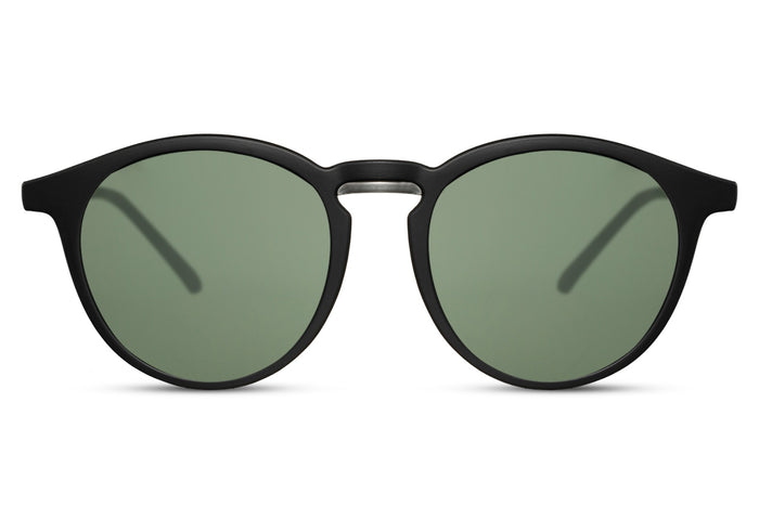 Gafas de sol redondas para hombre Dorelion Nova negras con lentes polarizadas y protección UV400.