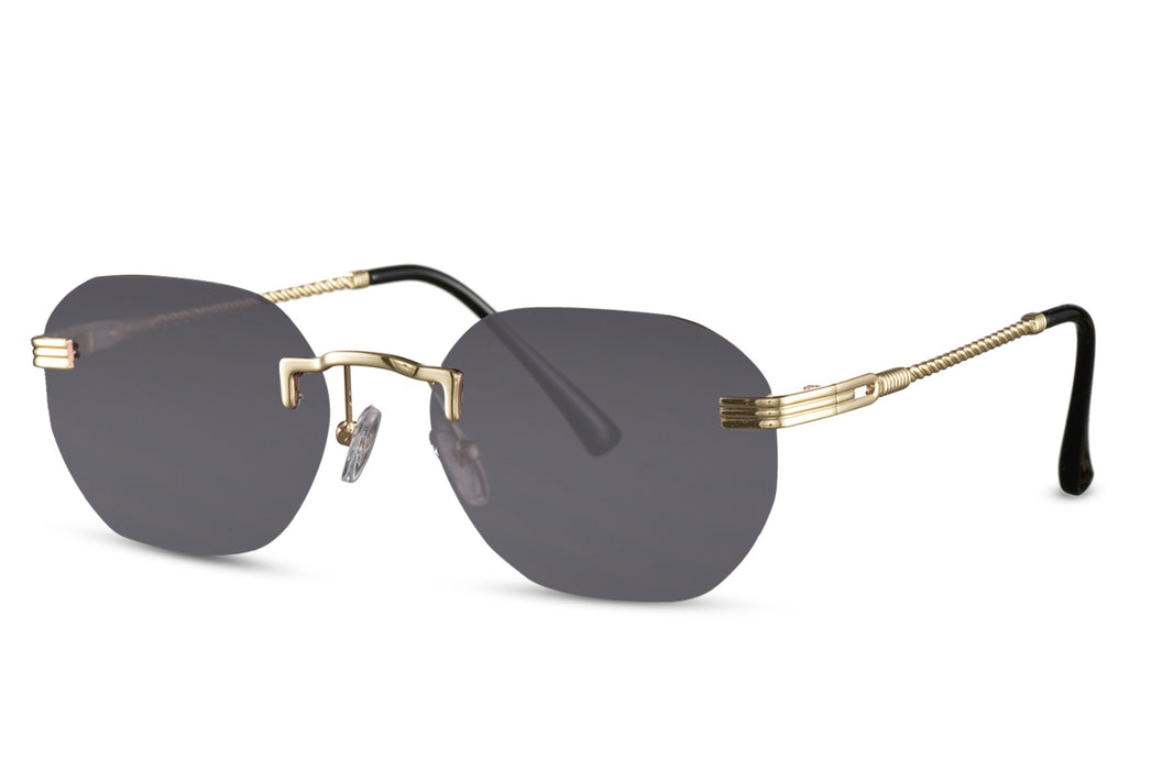 image Vista lateral de las gafas de sol para hombre Dorelion Orion con montura metálica dorada, lentes polarizadas y protección UV400.