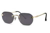 Vista lateral de las gafas de sol para hombre Dorelion Orion con montura metálica dorada, lentes polarizadas y protección UV400.