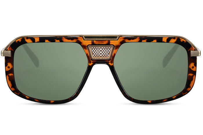 Gafas de sol para hombre Dorelion Zeno color carey con lentes verdes polarizadas y protección UV400.