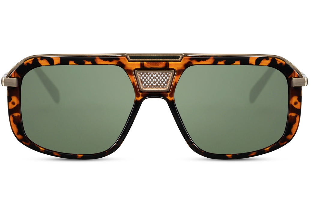 Gafas de sol para hombre Dorelion Zeno color carey con lentes verdes polarizadas y protección UV400.
