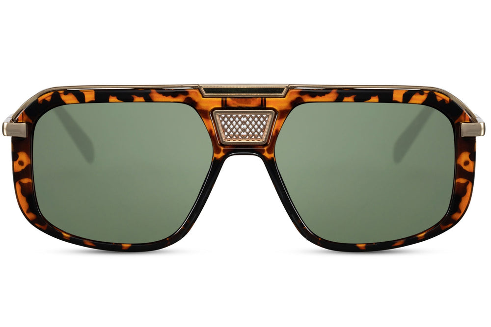 Gafas de sol para hombre Dorelion Zeno color carey con lentes verdes polarizadas y protección UV400.